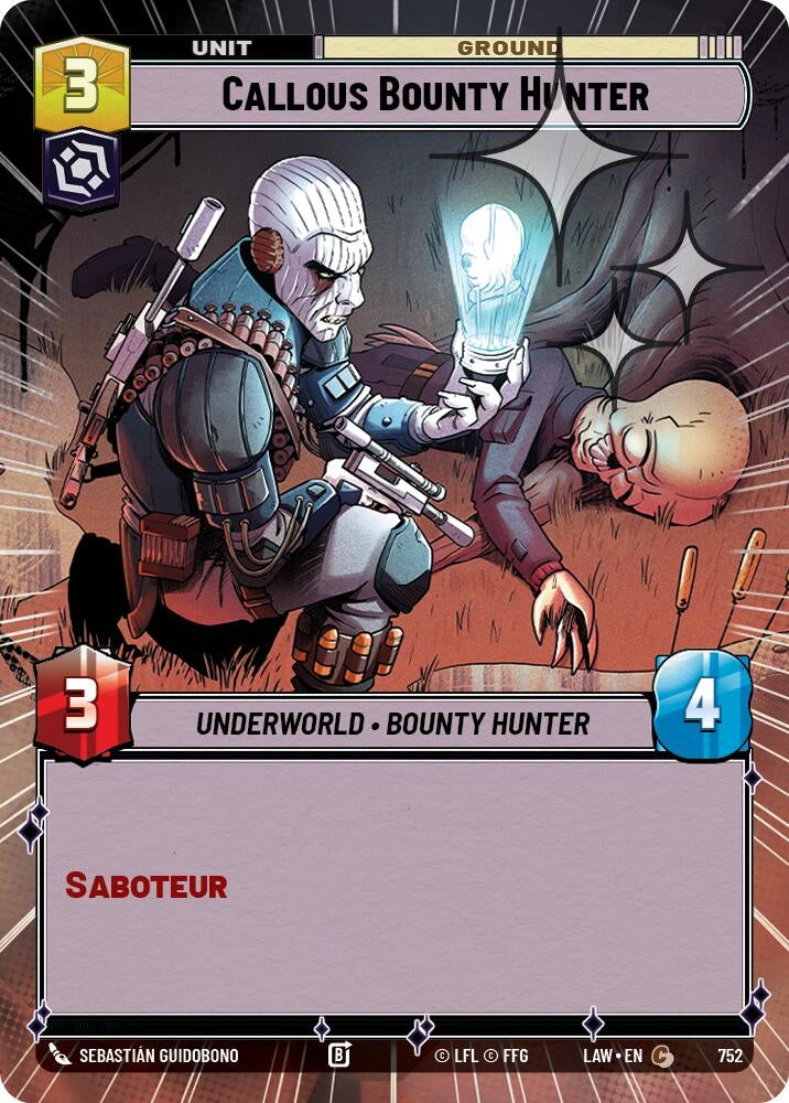 Image for Callous Bounty Hunter (Hyperspace Foil) (752) (LAW) - Star Wars: Unlimited