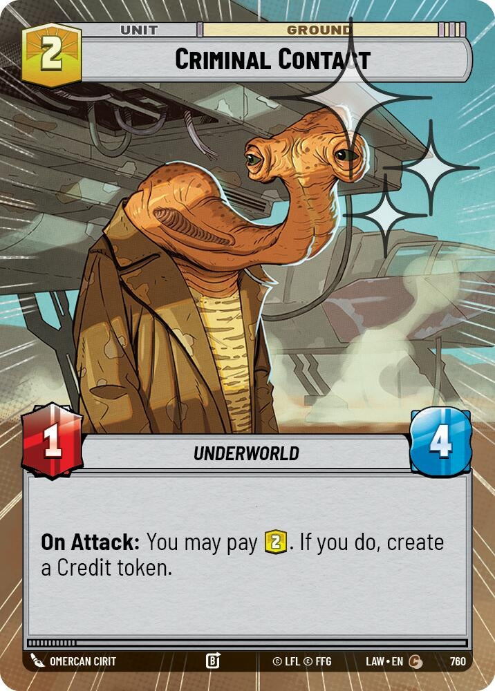 Image for Criminal Contact (Hyperspace Foil) (760) (LAW) - Star Wars: Unlimited