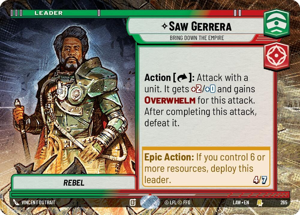 Image for Saw Gerrera - Bring Down the Empire (Hyperspace) (265) (LAW) - Star Wars: Unlimited