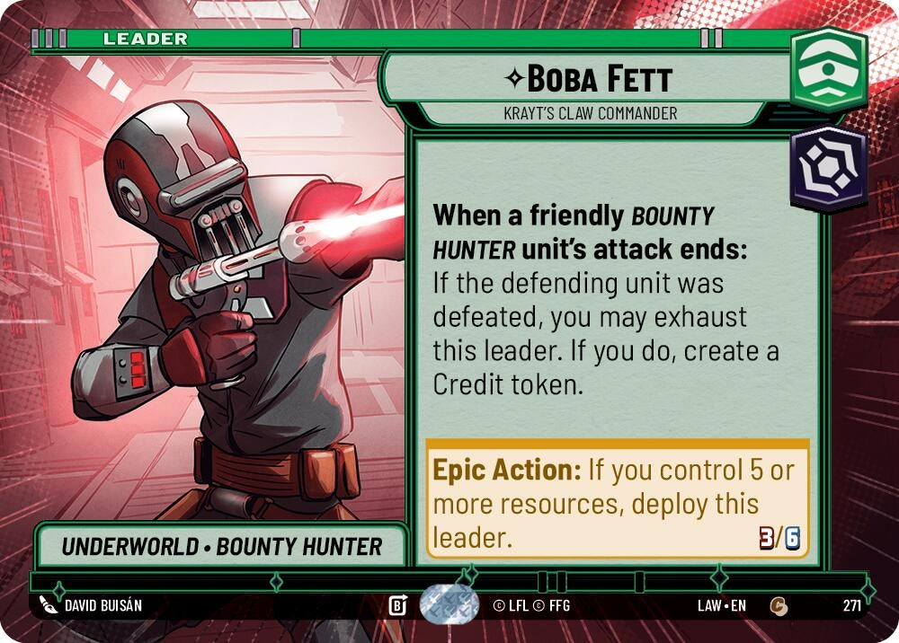 Image for Boba Fett - Krayt's Claw Commander (Hyperspace) (271) (LAW) - Star Wars: Unlimited