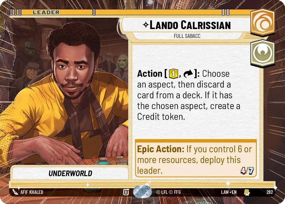 Image for Lando Calrissian - Full Sabacc (Hyperspace) (282) (LAW) - Star Wars: Unlimited