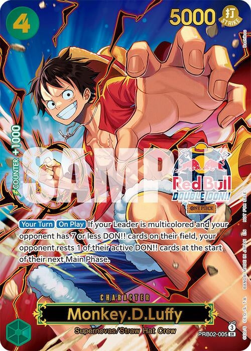 Image for Monkey.D.Luffy (Red Bull Double Don!!) (Winner) (Textured) (PRB02-005) (OP-PR) - One Piece Card Game