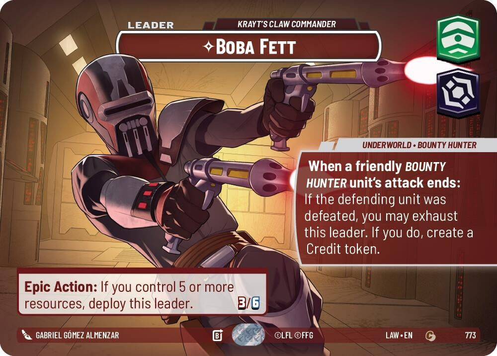 Image for Boba Fett - Krayt's Claw Commander (Showcase) (773) (LAW) - Star Wars: Unlimited