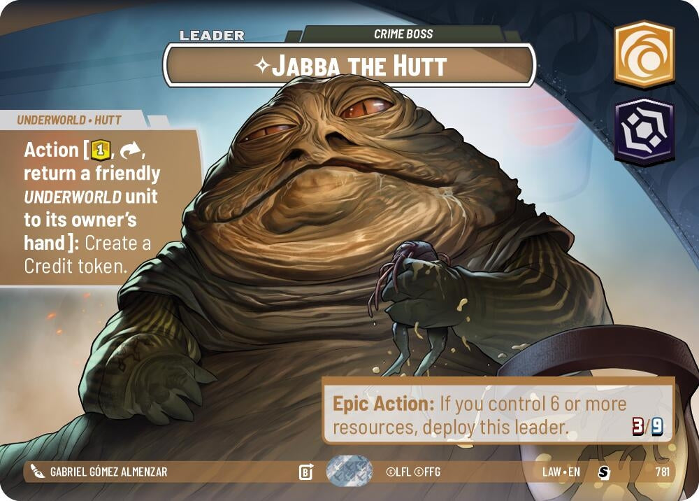 Image for Jabba the Hutt - Crime Boss (Showcase) (781) (LAW) - Star Wars: Unlimited