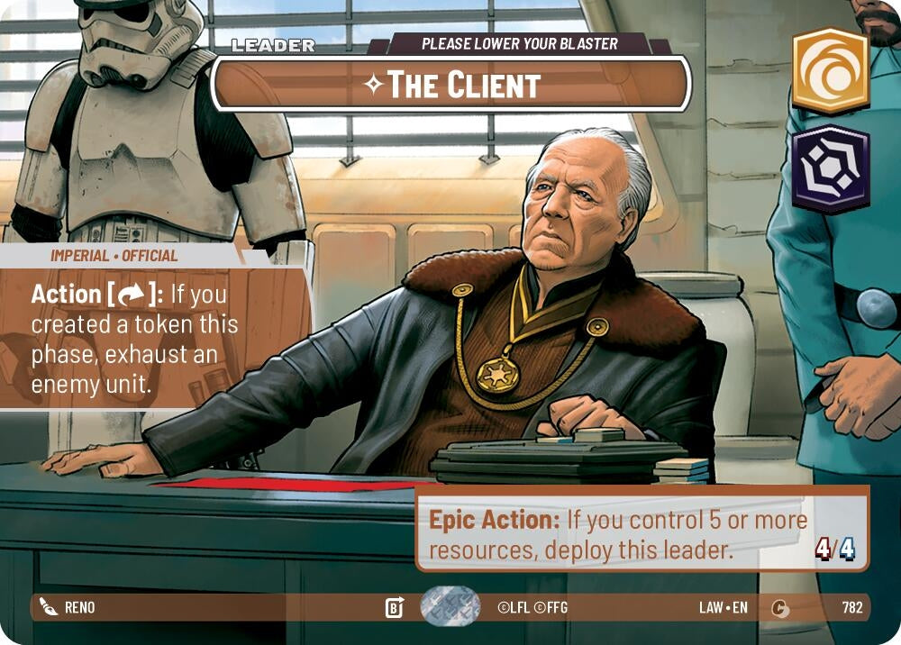 Image for The Client - Please Lower Your Blaster (Showcase) (782) (LAW) - Star Wars: Unlimited