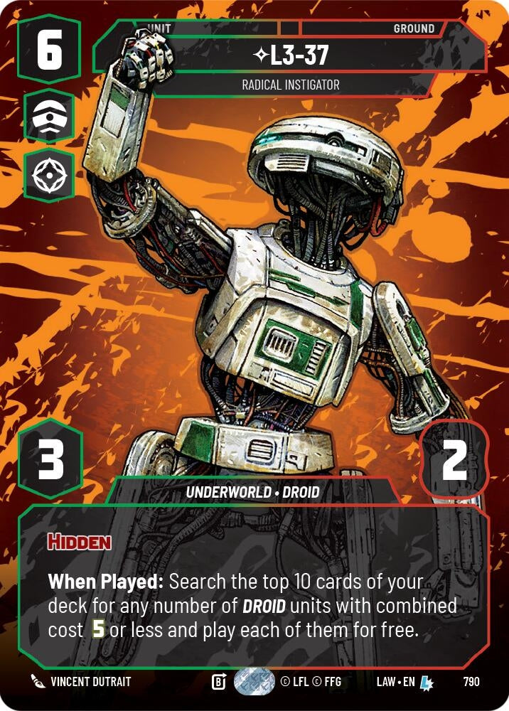 Image for L3-37 - Radical Instigator (Prestige) (790) (LAW) - Star Wars: Unlimited
