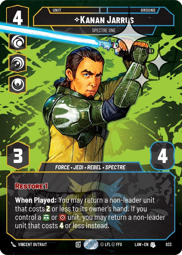 Image for Kanan Jarrus - Spectre One (Prestige Foil) (833) (LAW) - Star Wars: Unlimited