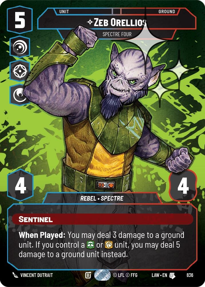 Image for Zeb Orellios - Spectre Four (Prestige Foil) (836) (LAW) - Star Wars: Unlimited