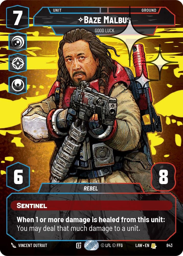 Image for Baze Malbus - Good Luck (Prestige Foil) (843) (LAW) - Star Wars: Unlimited