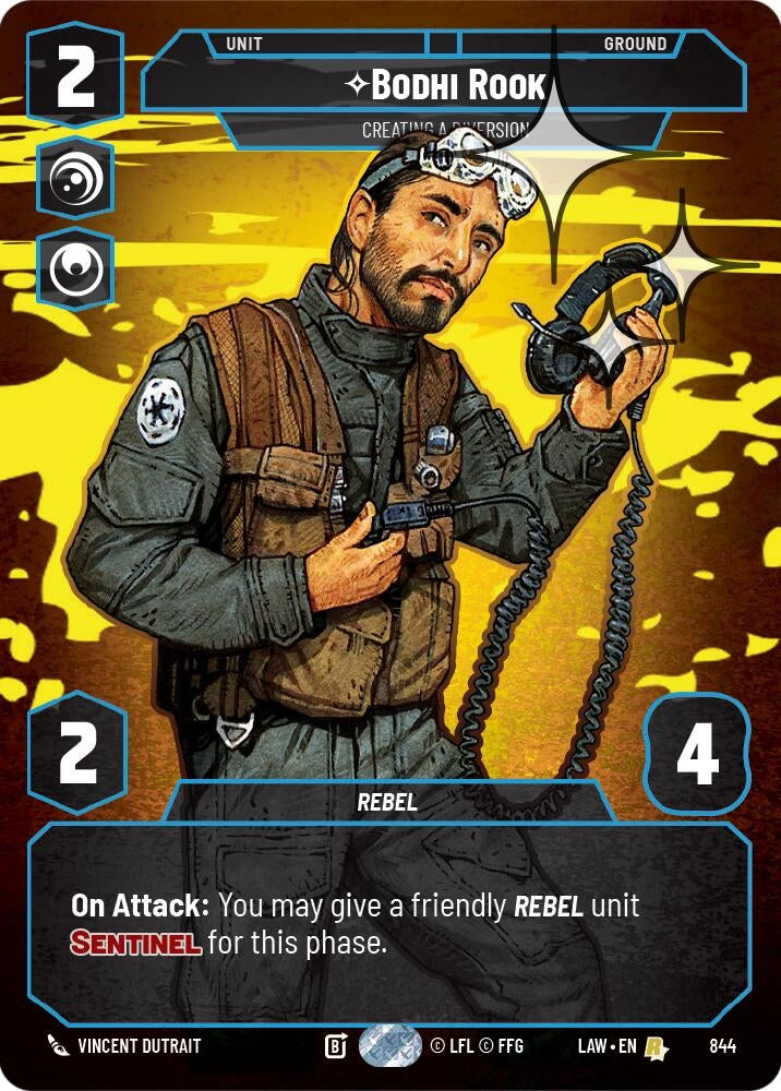 Image for Bodhi Rook - Creating a Diversion (Prestige Foil) (844) (LAW) - Star Wars: Unlimited
