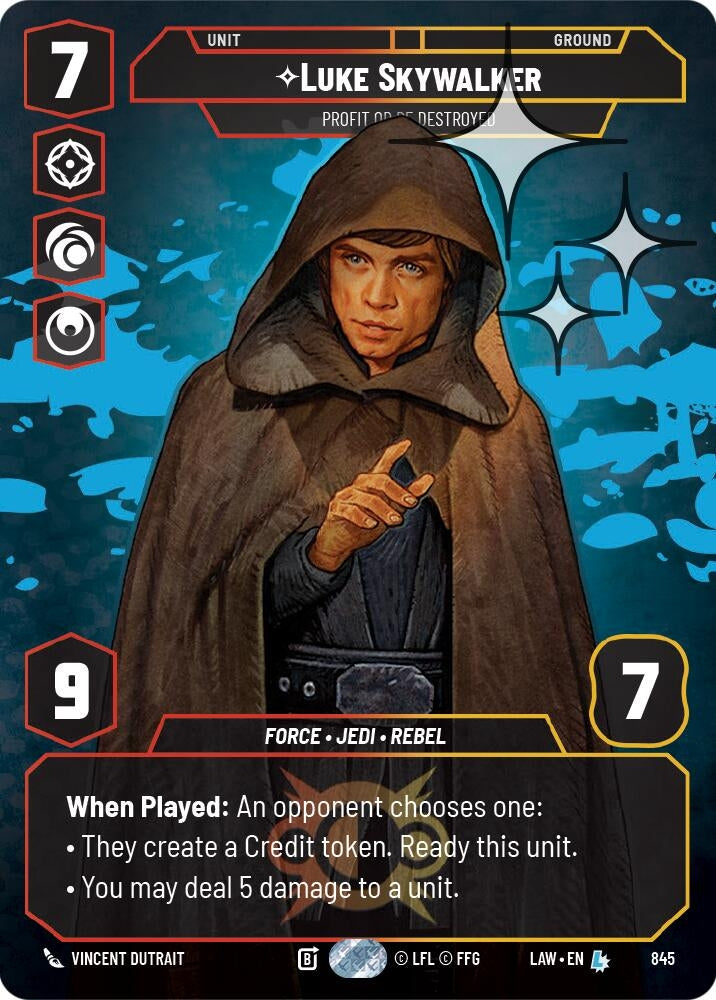 Image for Luke Skywalker - Profit or Be Destroyed (Prestige Foil) (845) (LAW) - Star Wars: Unlimited