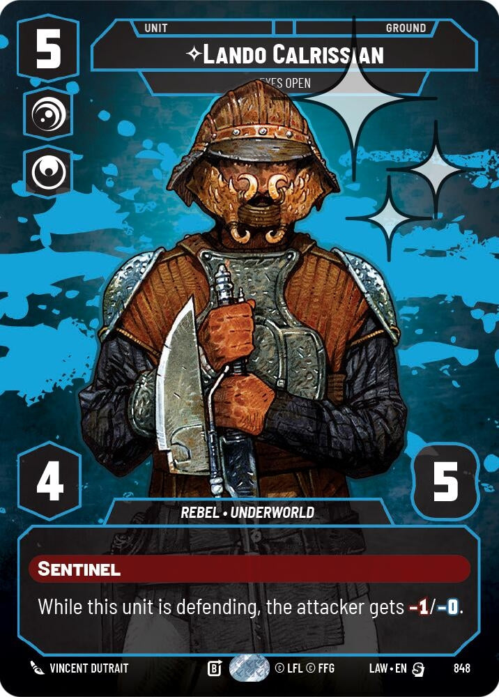 Image for Lando Calrissian - Eyes Open (Prestige Foil) (848) (LAW) - Star Wars: Unlimited