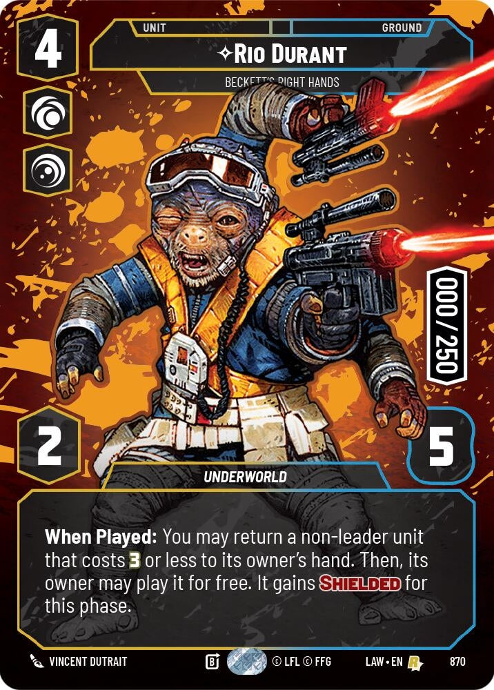 Image for Rio Durant - Beckett's Right Hands (Serialized) (870) (LAW) - Star Wars: Unlimited