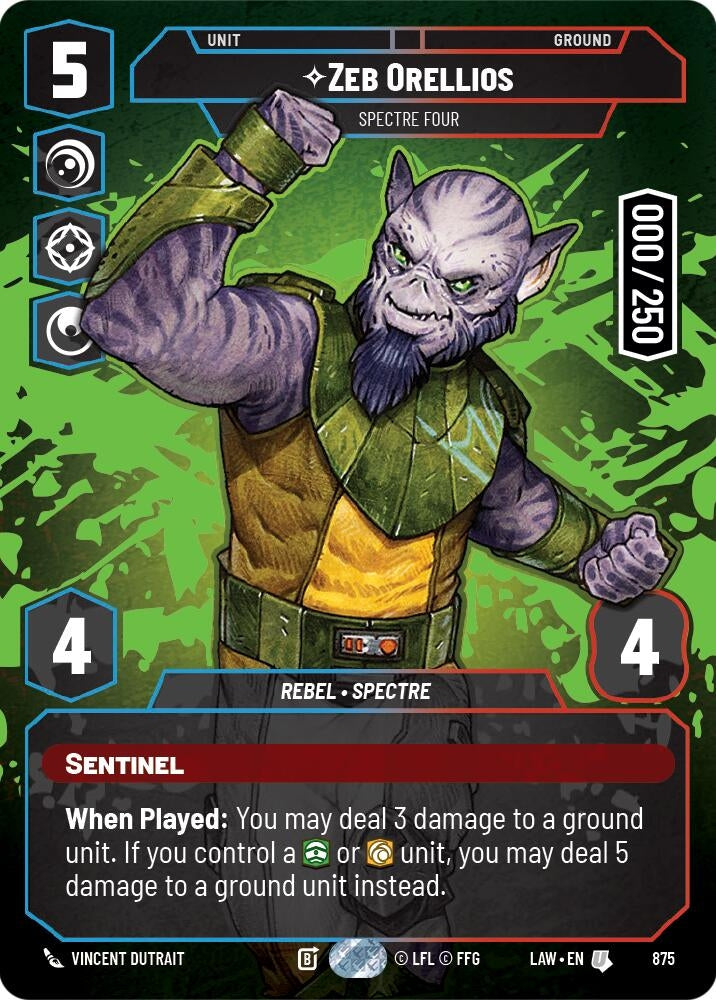 Image for Zeb Orellios - Spectre Four (Serialized) (875) (LAW) - Star Wars: Unlimited