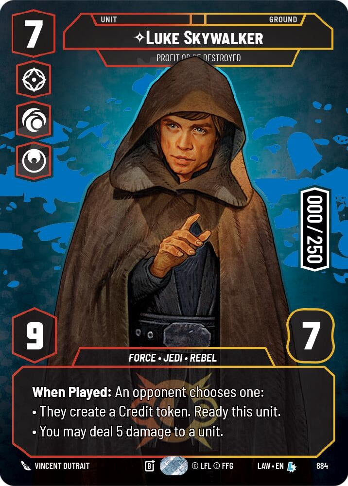 Image for Luke Skywalker - Profit or Be Destroyed (Serialized) (884) (LAW) - Star Wars: Unlimited
