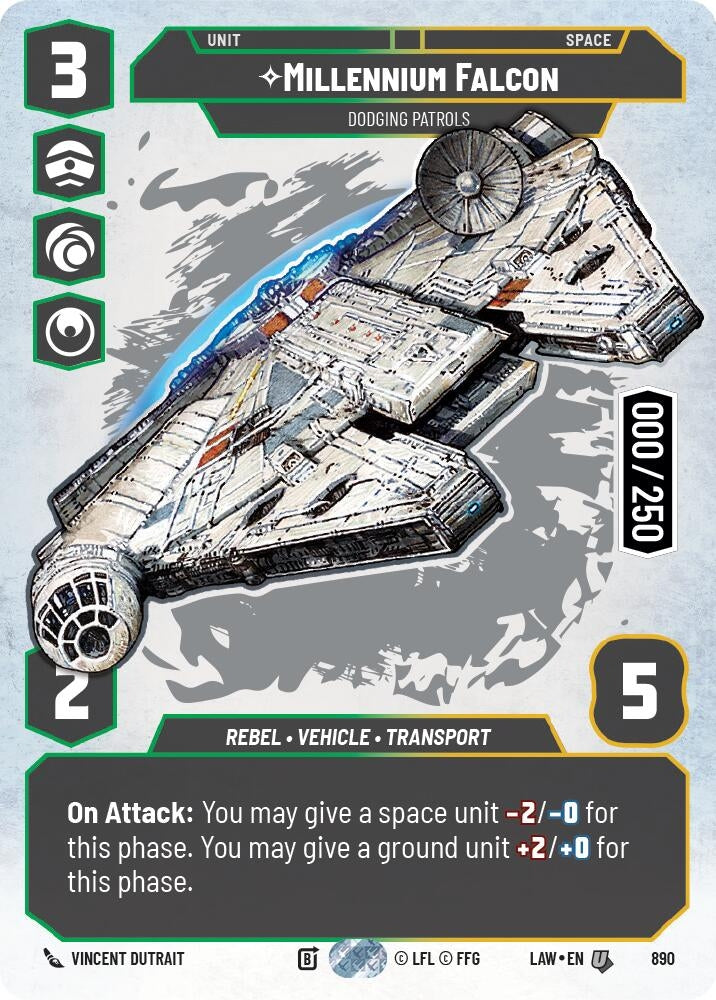 Image for Millennium Falcon - Dodging Patrols (Serialized) (890) (LAW) - Star Wars: Unlimited