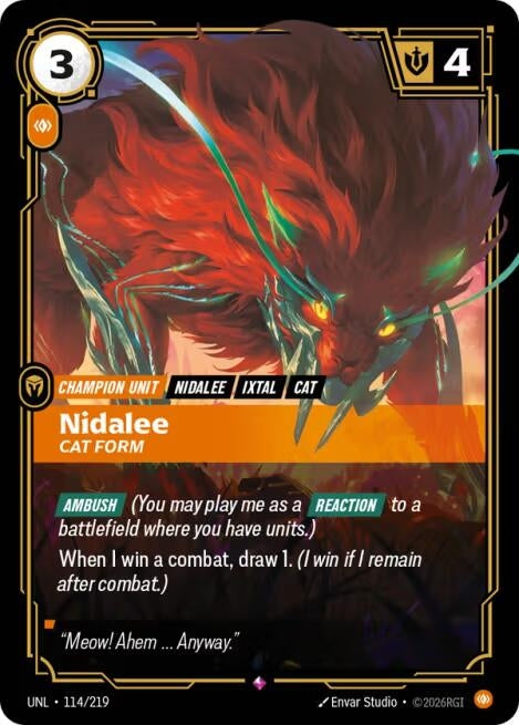 Image for Nidalee - Cat Form (114/219) (UNL) - Riftbound: League of Legends Trading Card Game