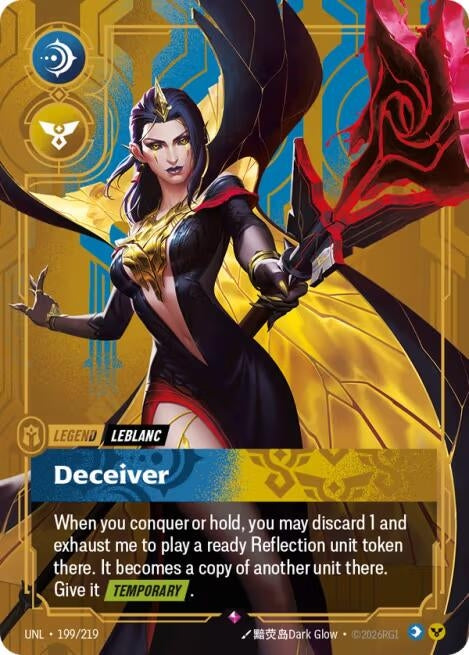 Image for LeBlanc - Deceiver (199/219) (UNL) - Riftbound: League of Legends Trading Card Game