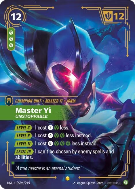 Image for Master Yi - Unstoppable (Alternate Art) (059a/219) (UNL) - Riftbound: League of Legends Trading Card Game