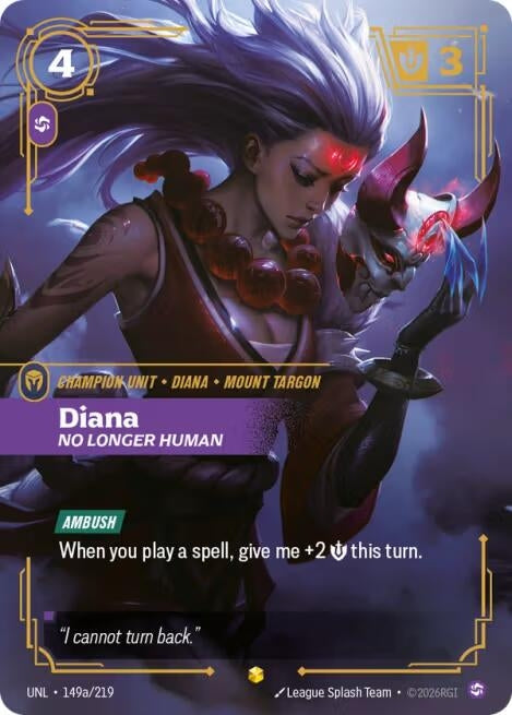 Image for Diana - No Longer Human (Alternate Art) (149a/219) (UNL) - Riftbound: League of Legends Trading Card Game