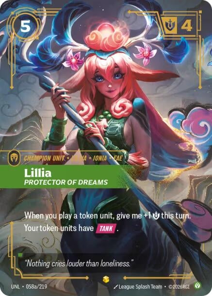 Image for Lillia - Protector of Dreams (Alternate Art) (058a/219) (UNL) - Riftbound: League of Legends Trading Card Game