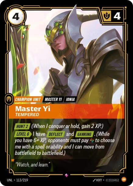 Image for Master Yi - Tempered (113/219) (UNL) - Riftbound: League of Legends Trading Card Game