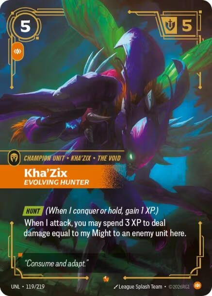 Image for Kha'Zix - Evolving Hunter (119/219) (UNL) - Riftbound: League of Legends Trading Card Game