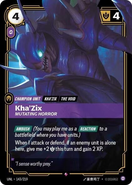 Image for Kha'Zix - Mutating Horror (143/219) (UNL) - Riftbound: League of Legends Trading Card Game