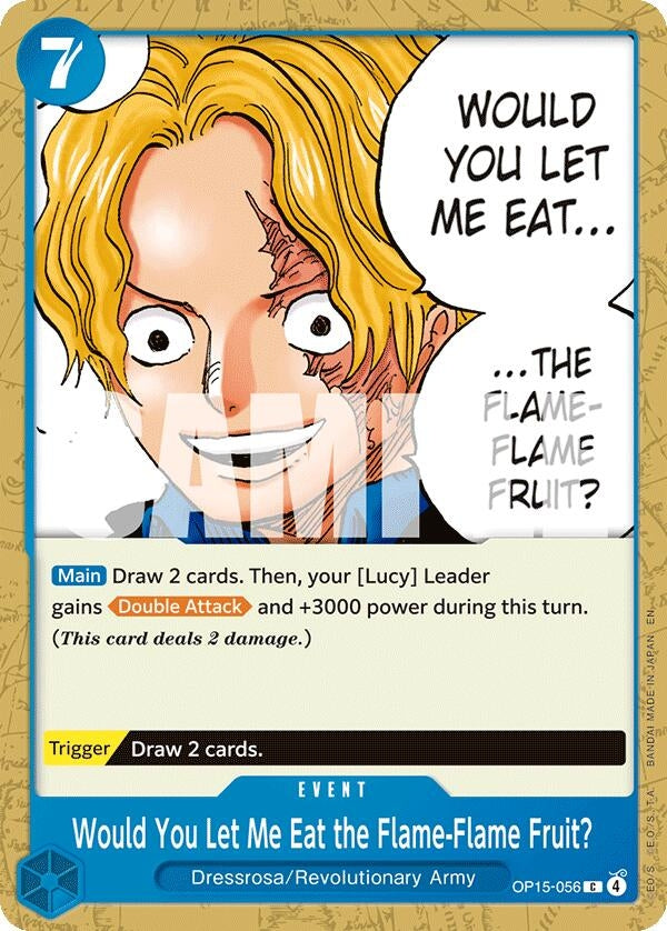 Image for Would You Let Me Eat the Flame-Flame Fruit? (OP15-056) (OP15-EB04) - One Piece Card Game
