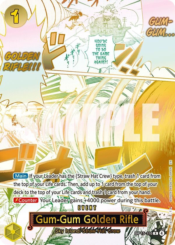 Image for Gum-Gum Golden Rifle (Alternate Art) (OP15-116) (OP15-EB04) - One Piece Card Game