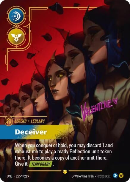 Image for LeBlanc - Deceiver (Signature) (235*/219) (UNL) - Riftbound: League of Legends Trading Card Game