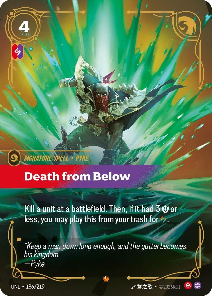 Image for Death from Below (186/219) (UNL) - Riftbound: League of Legends Trading Card Game