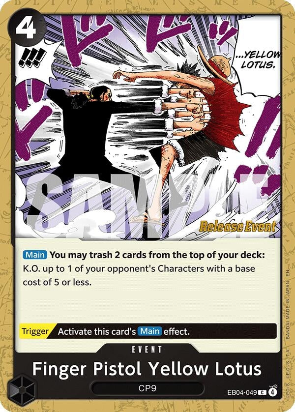 Image for Finger Pistol Yellow Lotus (EB04-049) (OP15 RE) - One Piece Card Game