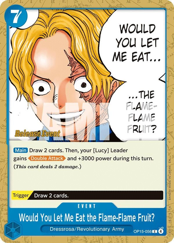 Image for Would You Let Me Eat the Flame-Flame Fruit? (OP15-056) (OP15 RE) - One Piece Card Game