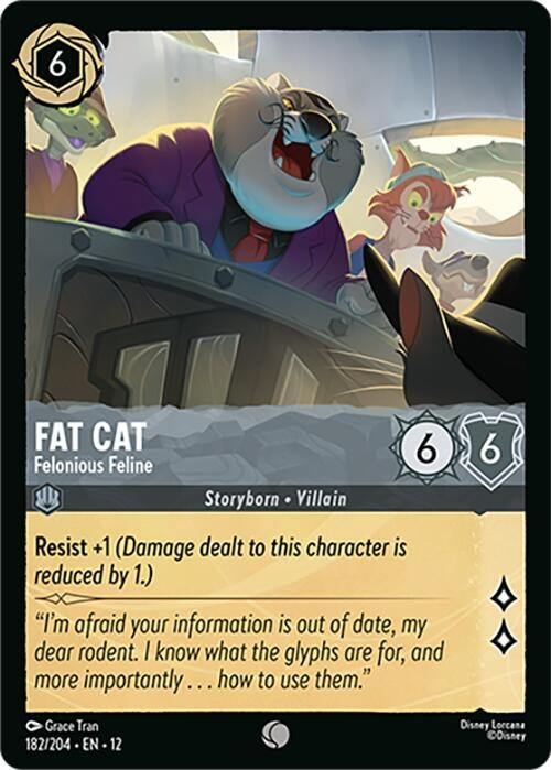 Image for Fat Cat - Felonious Feline (182/204) (12) - Disney Lorcana