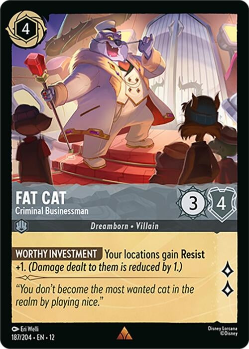 Image for Fat Cat - Criminal Businessman (187/204) (12) - Disney Lorcana