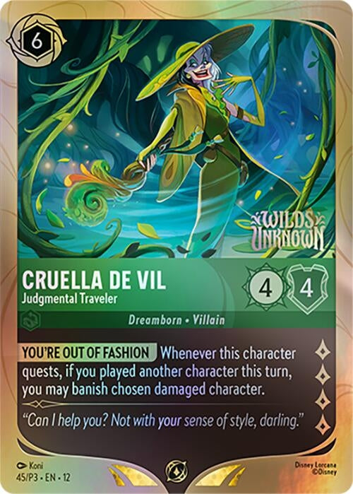 Image for Cruella De Vil - Judgmental Traveler (45) (DLPC) - Disney Lorcana