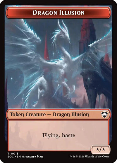Dragon Illusion // Elemental (0019) Double-Sided Token (13 // 19) (SOC)
