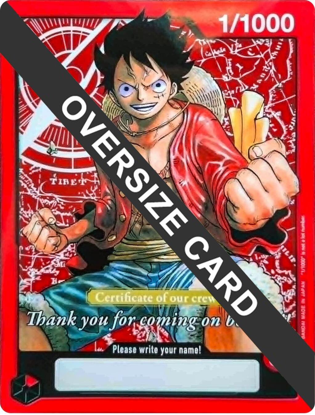 Image for Monkey.D.Luffy (Certificate of our crew) (Oversized) (1/1000) (OP-PR) - One Piece Card Game
