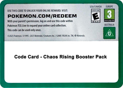 Code Card - Chaos Rising Booster Pack (CRI)
