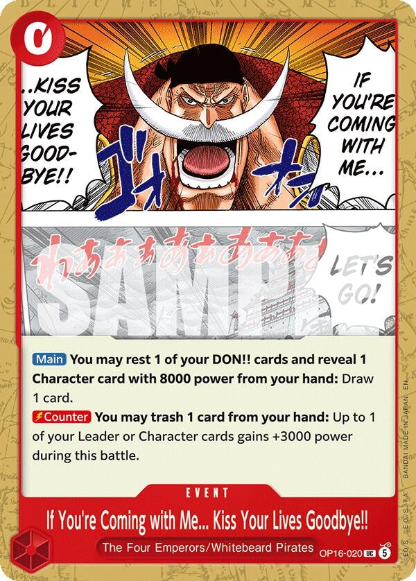 Image for If You're Coming with Me...Kiss Your Lives Goodbye!! (OP16-020) (OP16) - One Piece Card Game