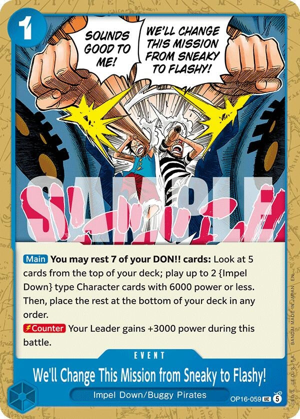 Image for We'll Change This Mission from Sneaky to Flashy! (OP16-059) (OP16) - One Piece Card Game