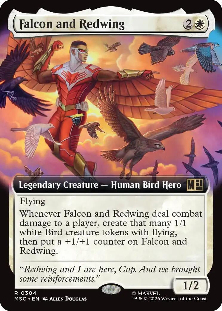 Image for Falcon and Redwing (Extended Art) (304) (MSC) - Magic: The Gathering
