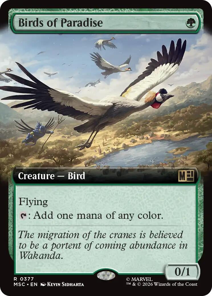 Image for Birds of Paradise (Extended Art) (377) (MSC) - Magic: The Gathering
