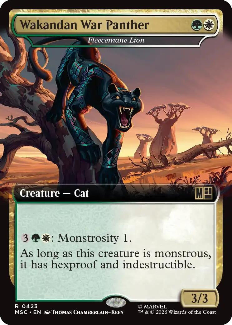 Image for Wakandan War Panther - Fleecemane Lion (Extended Art) (423) (MSC) - Magic: The Gathering