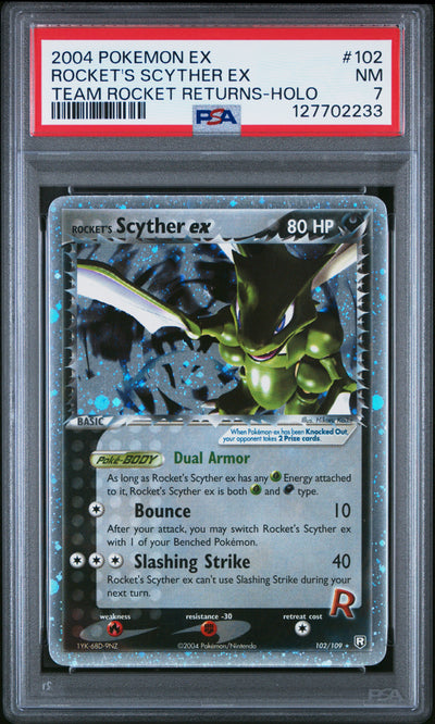 ROCKET'S SCYTHER EX TEAM ROCKET RETURNS-HOLO 2004 POKEMON EX TEAM ROCKET RETURNS PSA NM 7