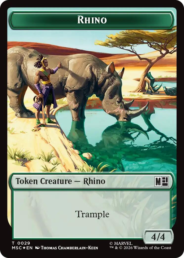 Image for Rhino (0029) // Beast (0027) Double-Sided Token (Surge Foil) (29 // 27) (MSC) - Magic: The Gathering