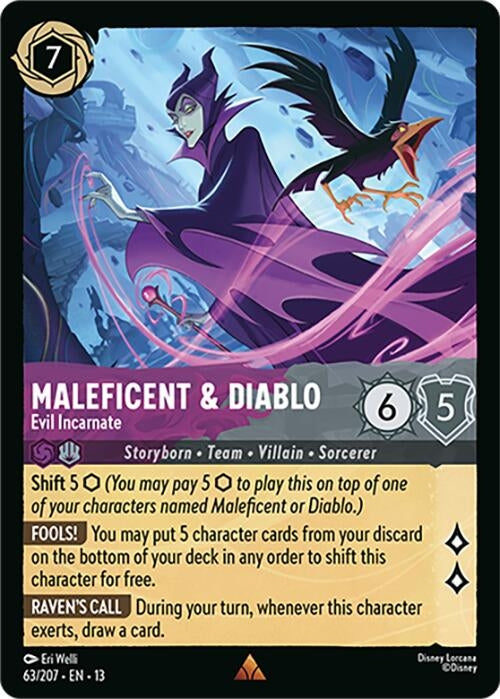 Image for Maleficent & Diablo - Evil Incarnate (63/204) (13) - Disney Lorcana