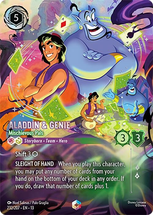 Image for Aladdin & Genie - Mischievous Pals (Enchanted) (232/204) (13) - Disney Lorcana