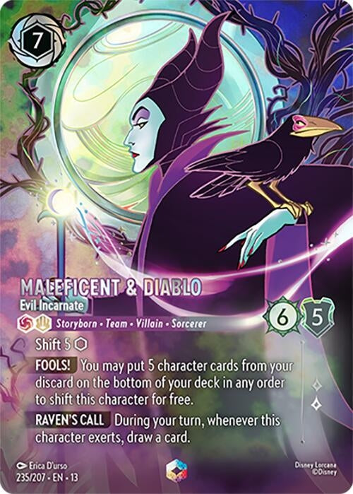 Image for Maleficent & Diablo - Evil Incarnate (Enchanted) (235/204) (13) - Disney Lorcana